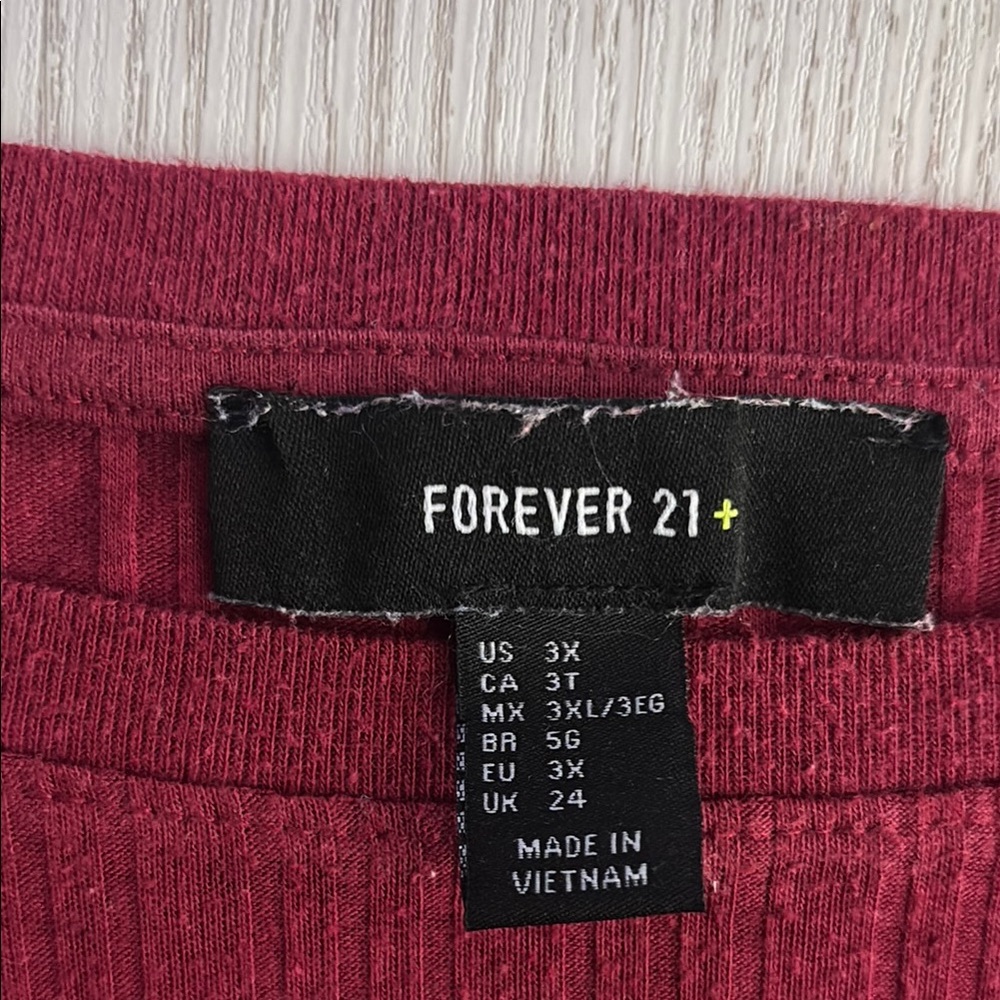 Forever 21 Red Ribbed Short Sleeve T-Shirt - Picture 5 of 6